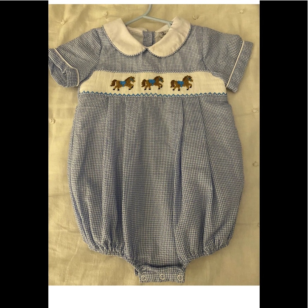 Smocked horse boys outfit